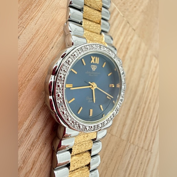 Jules Jurgensen ladies blue dial diamond to tone watch NEW BATTERY main image 11
